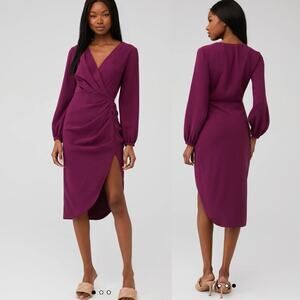 Amanda Uprichard Long Sleeve Roma Dress Womens S in Aubergine Purple